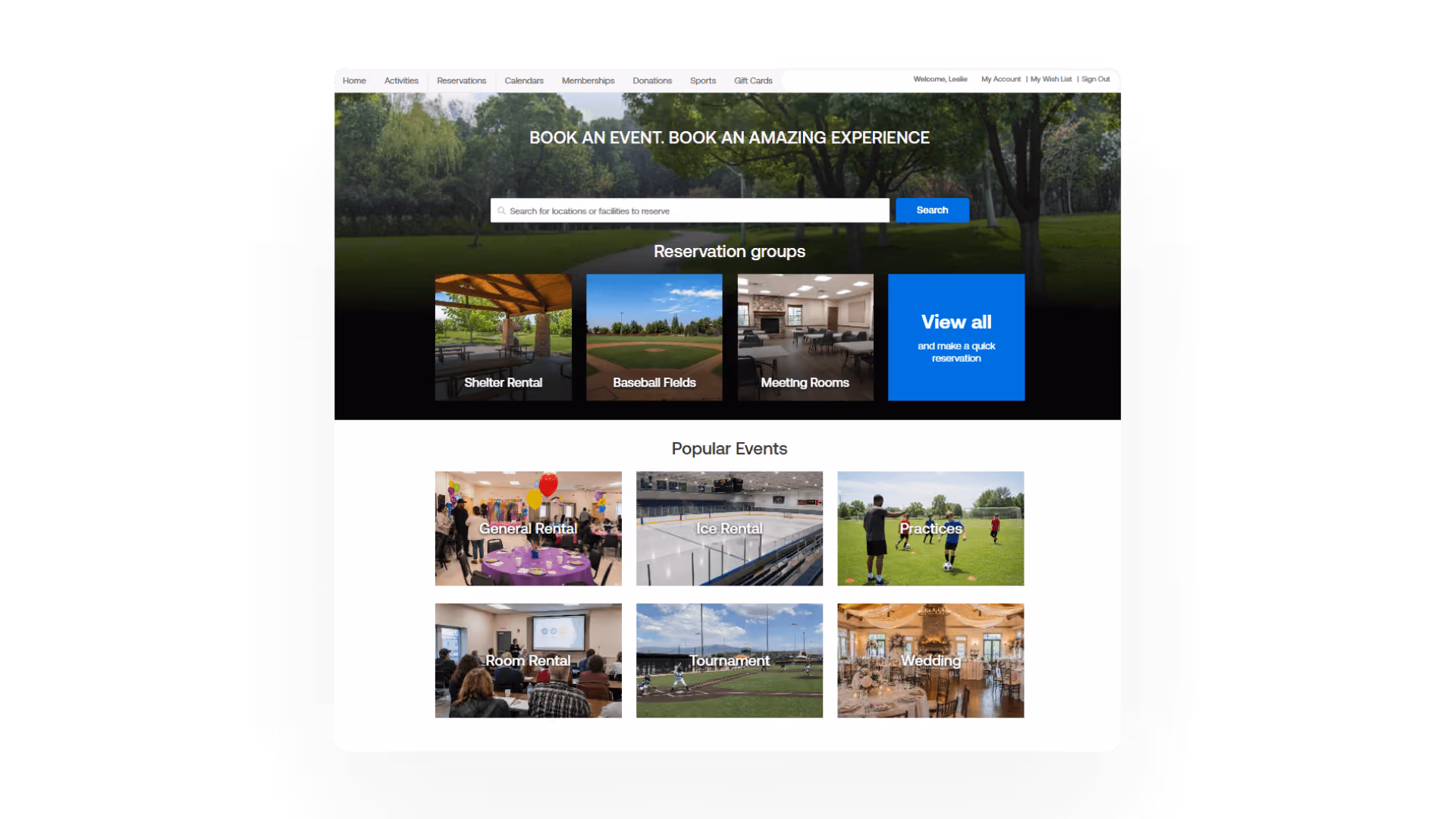 online reservations inside of active reserve