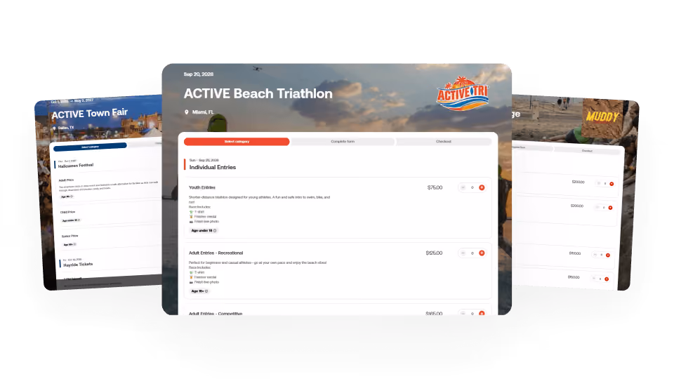 custom branding, colors, photos, race types - image showing 3 examples