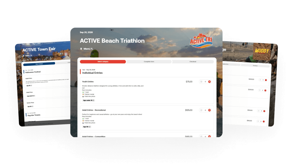 custom branding, colors, photos, race types - image showing 3 examples