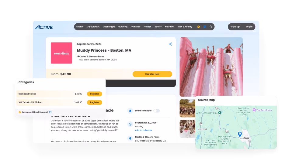 product screenshot of active.com listing page