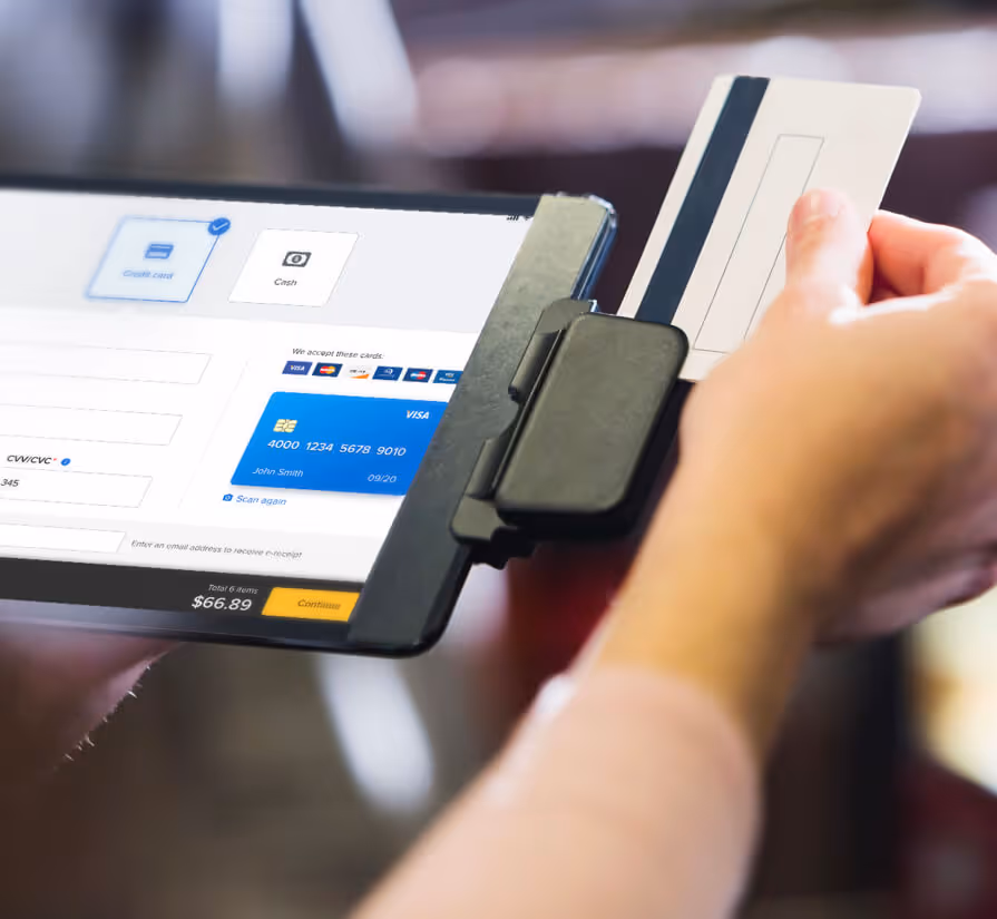 taking credit card payment on tablet