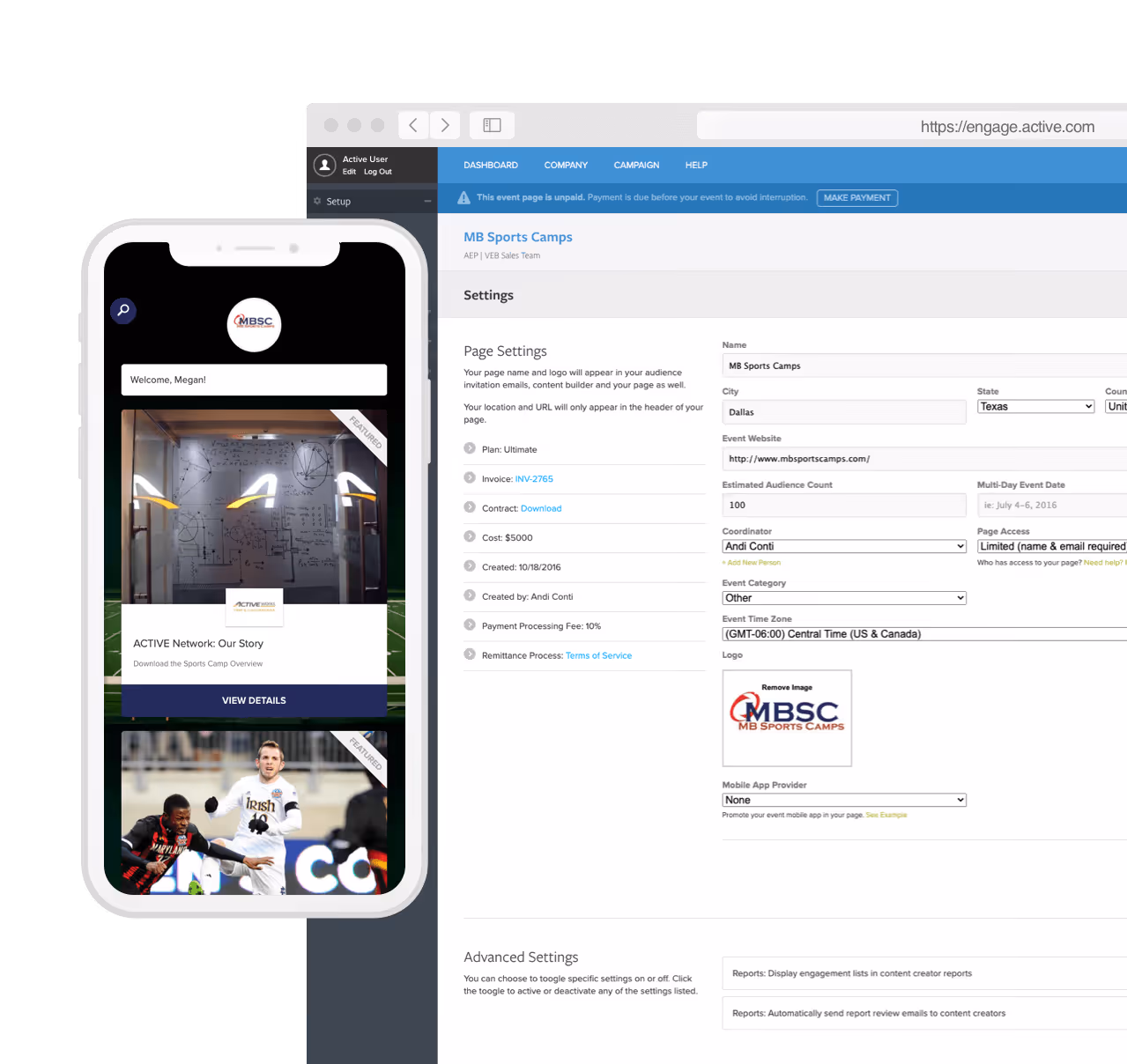 virtual event bags back end and customer screen