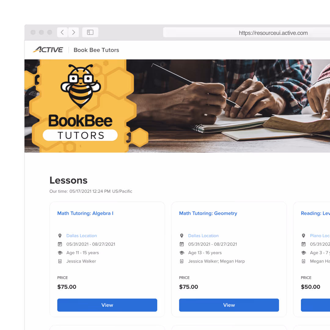 booking screen within active reserve