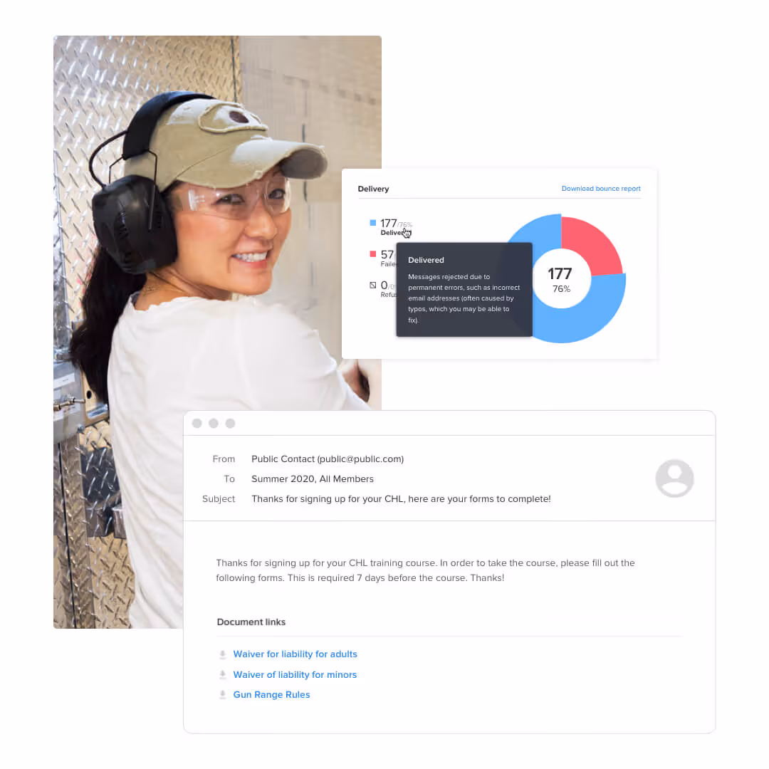 reporting and email sent via camp and class manager