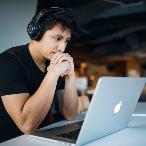 man watching webinar replay of family communication