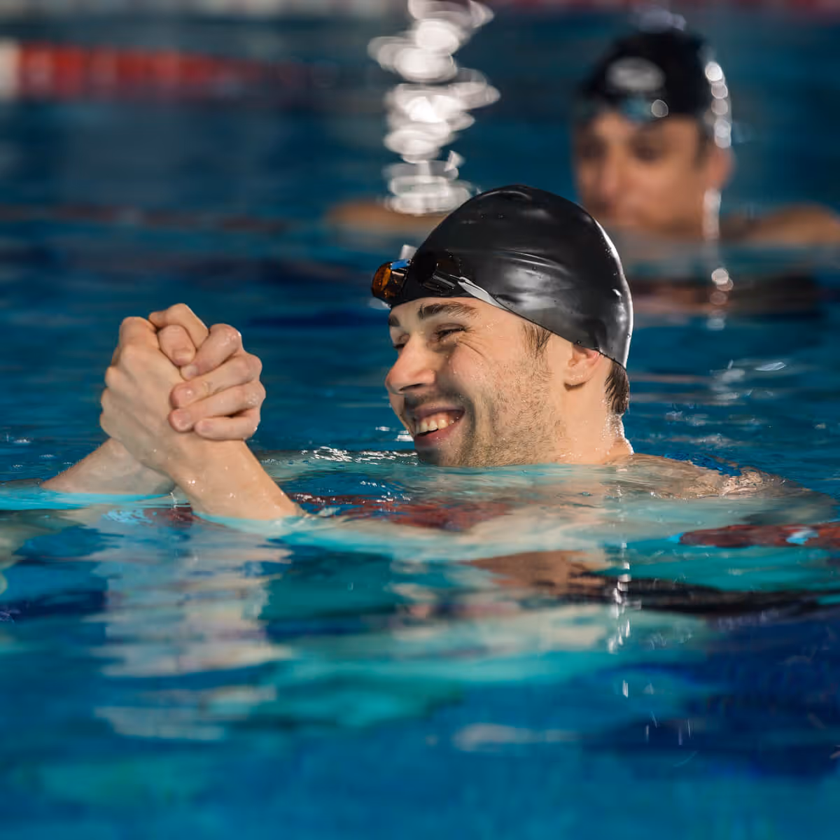 happy swimmer during swim practice