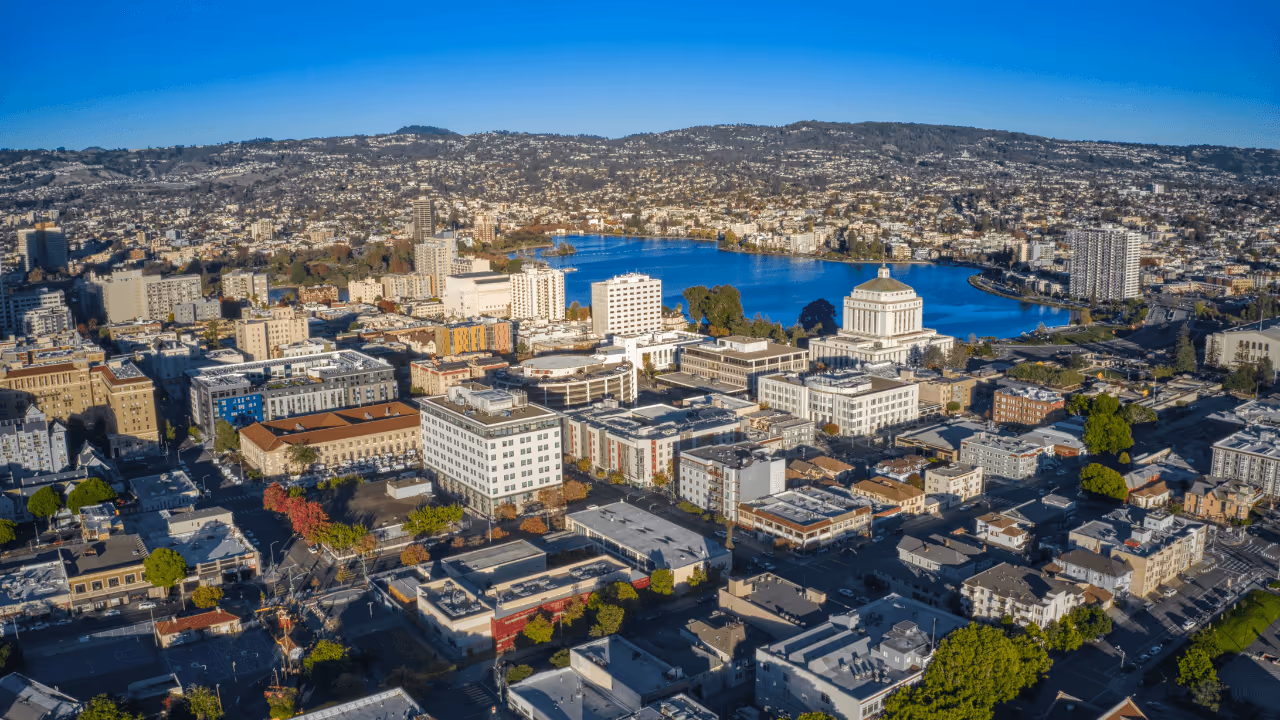 overhead view of downtown Oakland
