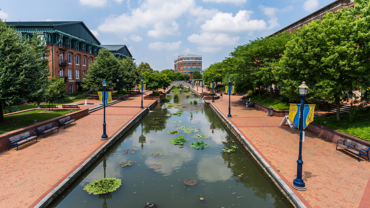 Historic Building in Downtown Frederick Maryland in the Corroll Creek Promenade