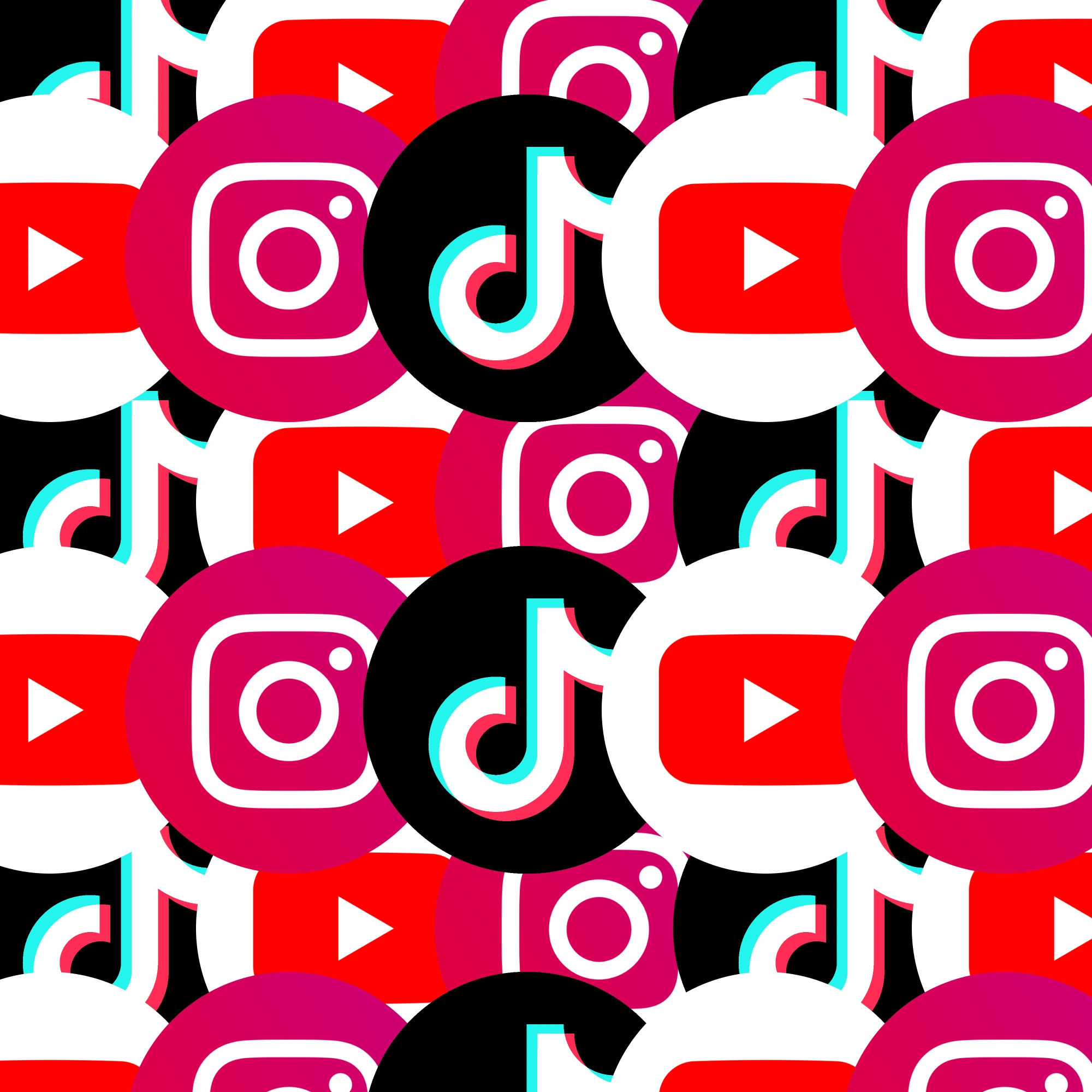 TikTok, Instagram, and YouTube logo mashed together.