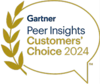 Gartner Peer Insights Customers' Choice 2024 badge with a gold laurel wreath and speech bubble.