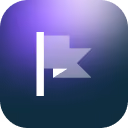 White flag icon on a purple and dark blue gradient background with rounded corners.