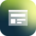 White webpage icon with lines representing text on a green to dark blue gradient background.