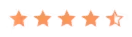 Five orange stars in a row symbolizing a five-star rating.