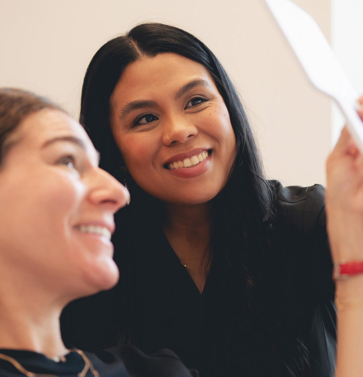 Photo of a patient getting her photo taken