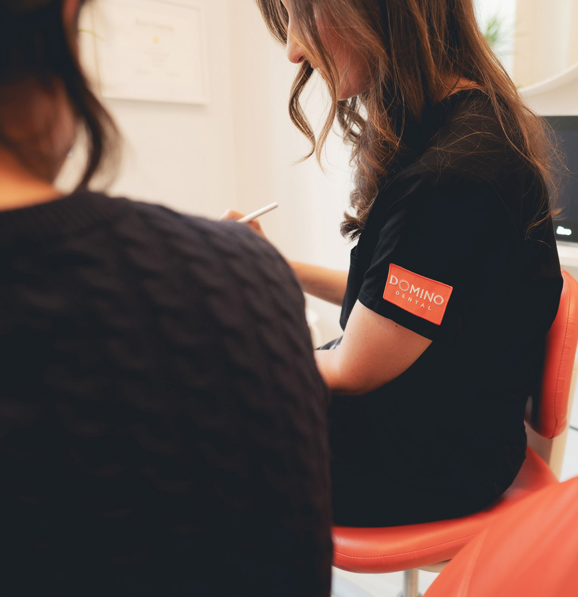 Photo of a patient getting her photo taken