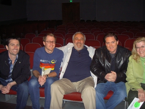 Fearless Tales founder Michael Davidson, Director Matt Cimber and Producer Lynn Ferro with KRONTV news crew