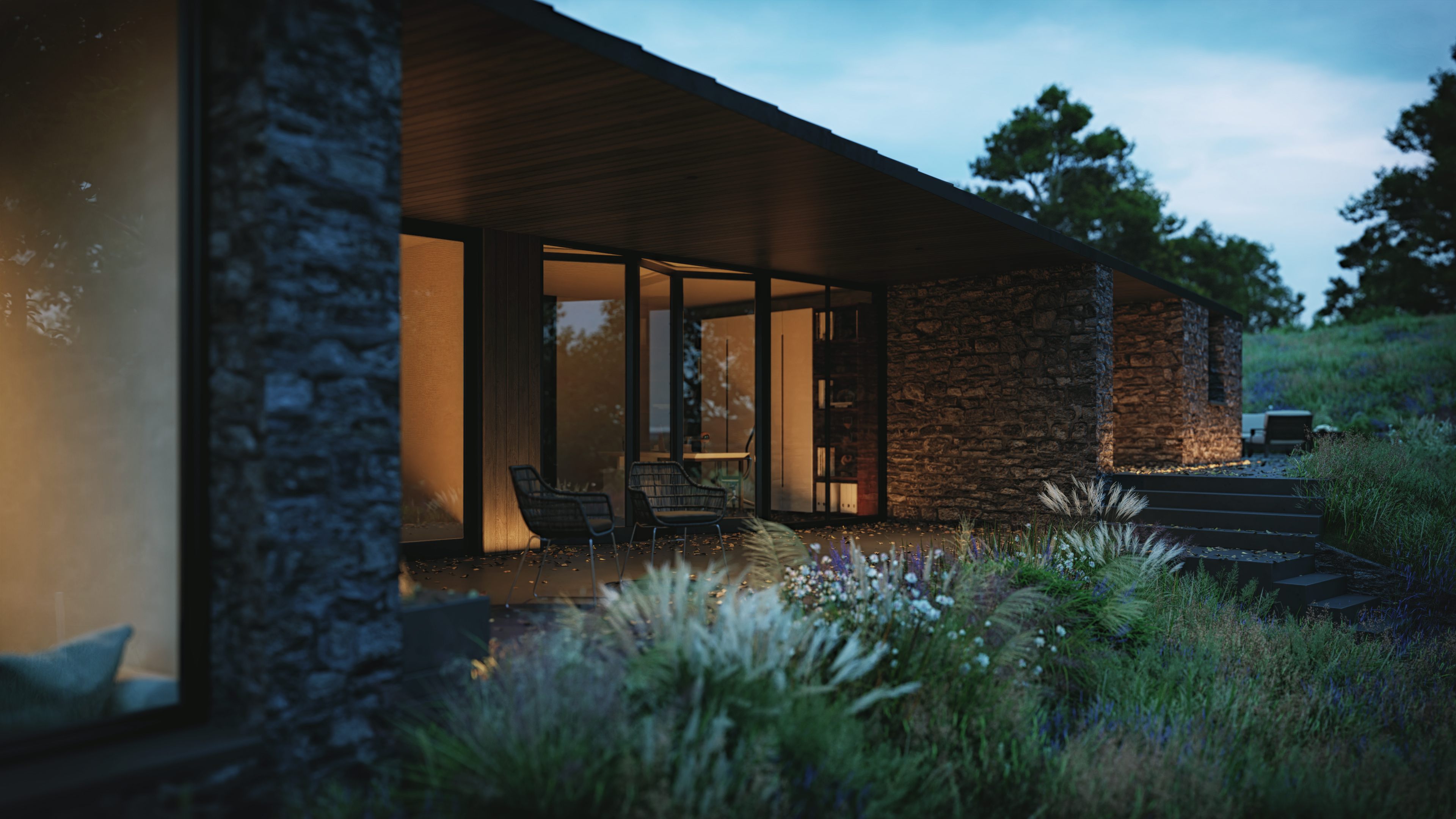 The Rock House, Cookstown with timber finishes and seamless indoor–outdoor connection.