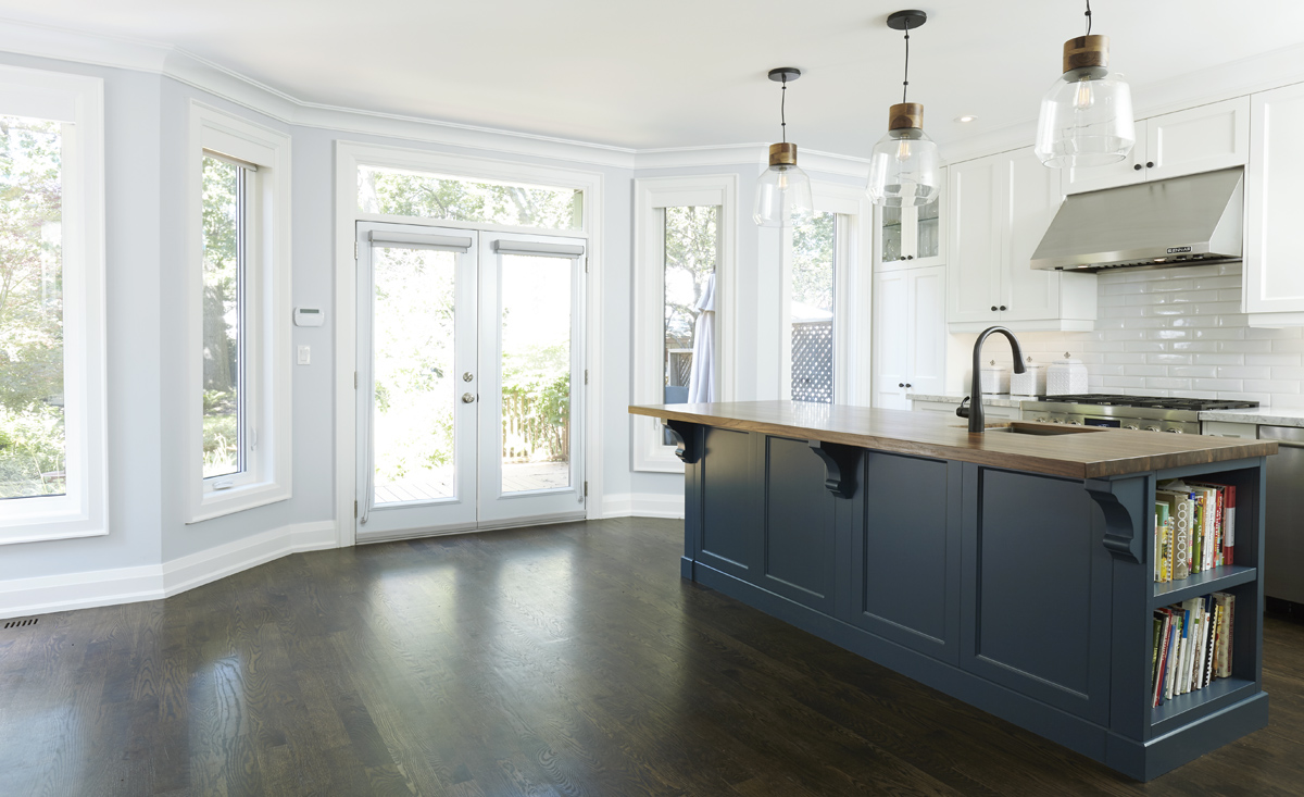 Bloor West Village: Added features included built-in bench seating, linen shades for window treatments and the use of wood in unexpected places