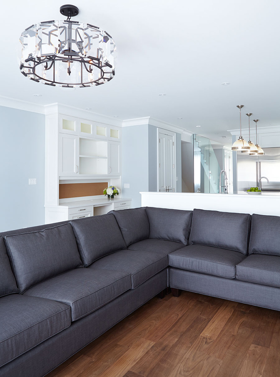 Bloor West Beauty: Elements included contemporary lighting choices, a carefully chosen palette of tonal colour changes that added flow and warmth to large home, walnut flooring including waterfall walnut stairs and a third floor master with…
