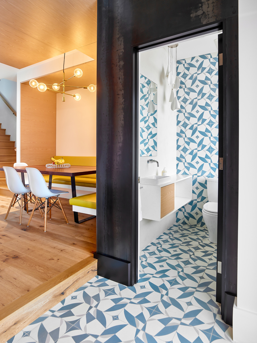 Roncesvalles Reno: Through the upstairs corridor, a selection of the original ceiling joists are retained and exposed