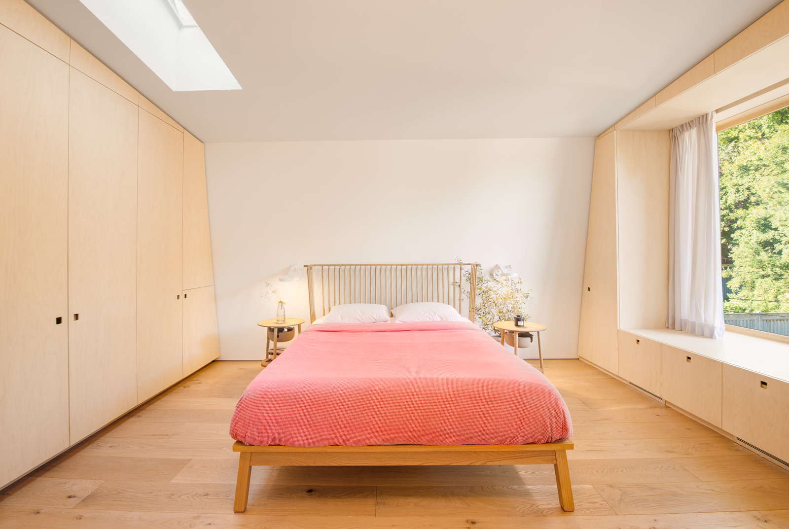 Parkdale Project: Oversized plank flooring and floor to ceiling oak cabinetry complimented the space