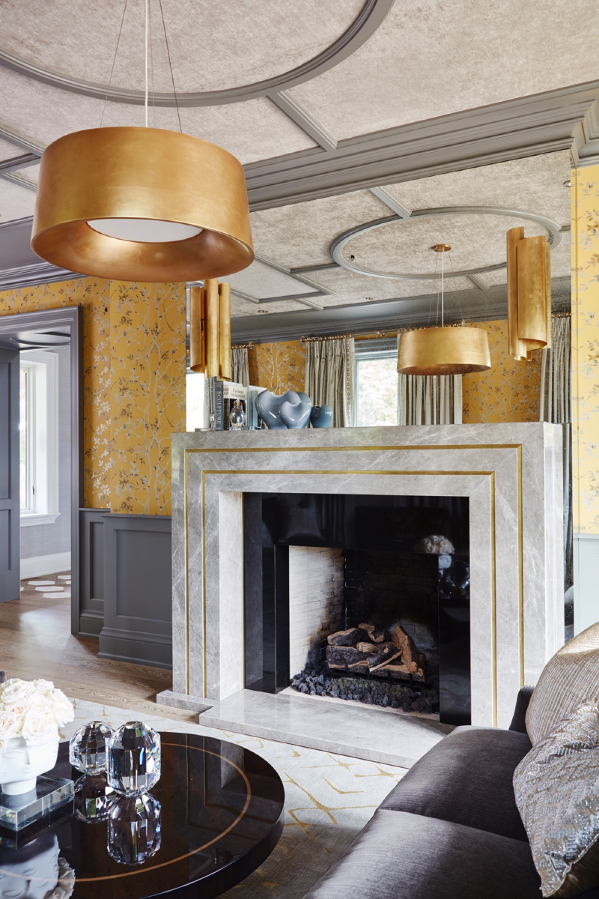 Manor Estate: Once inside, the foyer features a hexagonal wood pattern with marble inlays and brass borders which opens into a bright and spacious interior with sumptuous living spaces