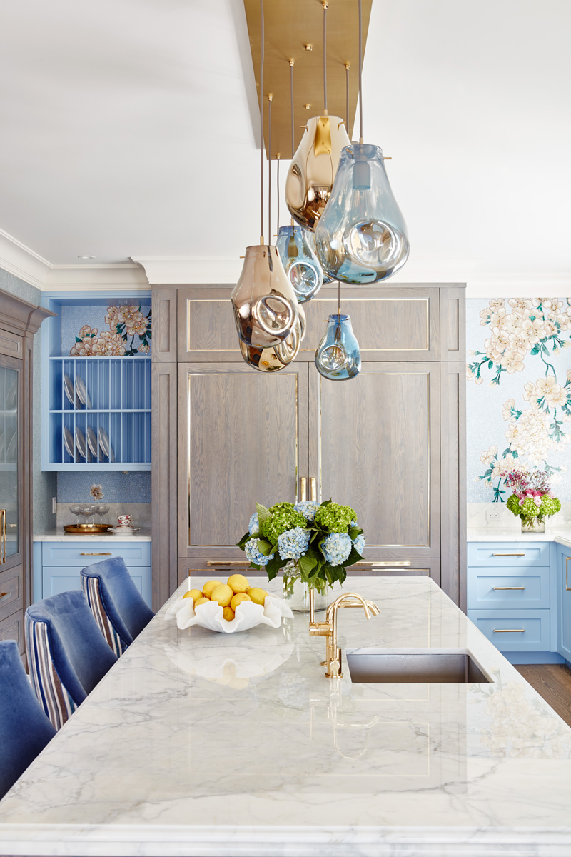 Manor Estate: The opulent first-floor powder room with gold-tiled mosaic mural is a visual feast