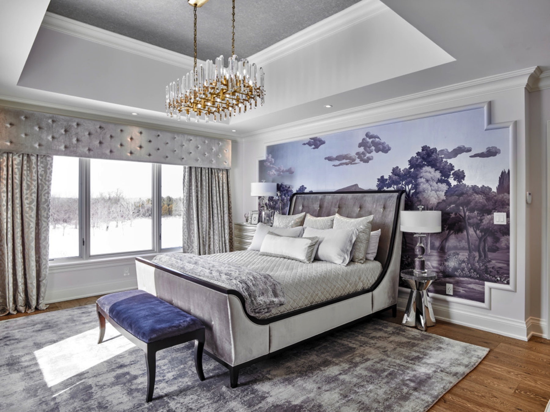 Manor Estate: The neutral silvery grey base colour palette is wonderfully punctuated by variations of bold blue, from powder to robin's egg, marine and royal