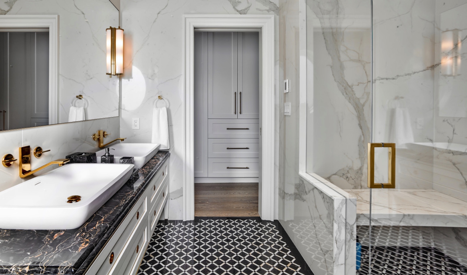 Manor Estate: The neutral silvery grey base colour palette is wonderfully punctuated by variations of bold blue, from powder to robin's egg, marine and royal