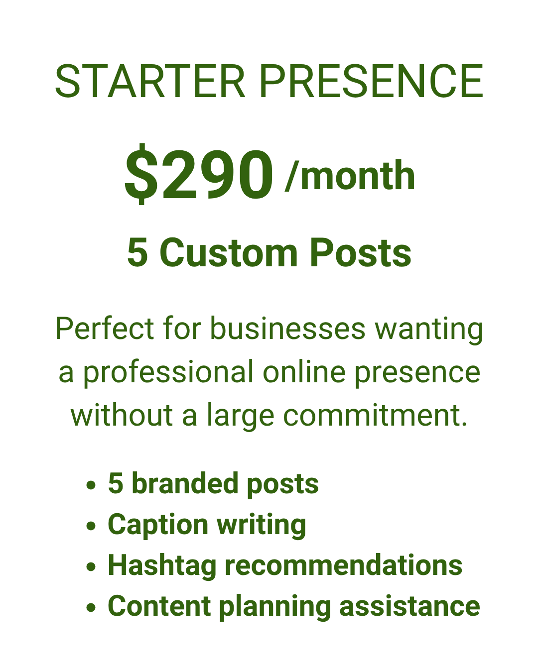 STARTER Presence information, cost and services included