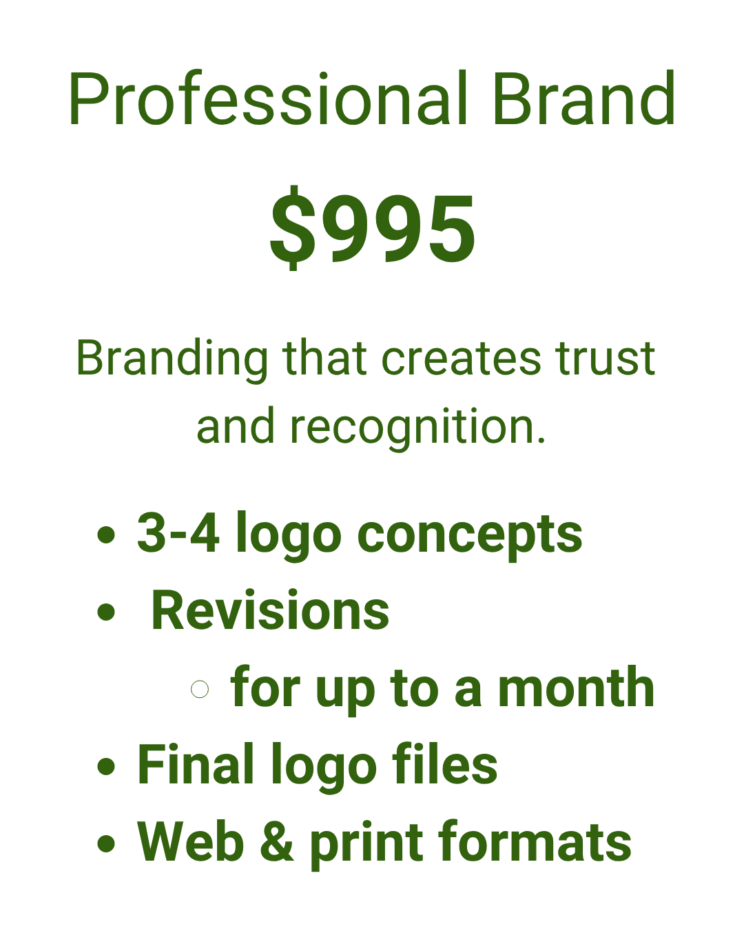 Professional Brand package with Felista from Green Mountain Greenhouse