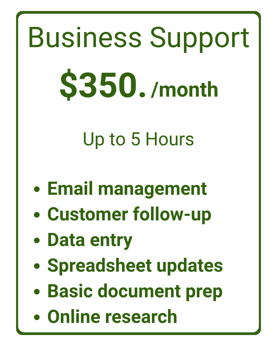 Business Support package with Felista from Green Mountain Greenhouse