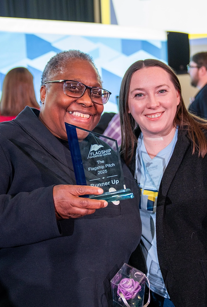 Left - Glenda Watkins, 2025 Pitch Runner Up, Right - Charlie Gray, Bankable Loan Servicing Manager