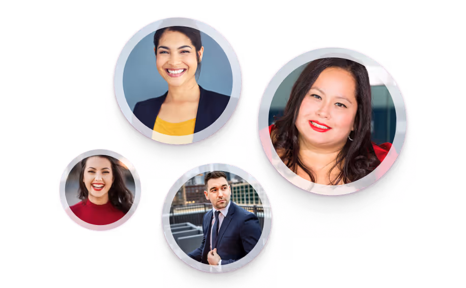 Small profile images representing professional connections made through HiHello