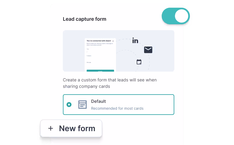 HiHello lead capture form illustration showing 2,000 companies using HiHello for customizable lead capture