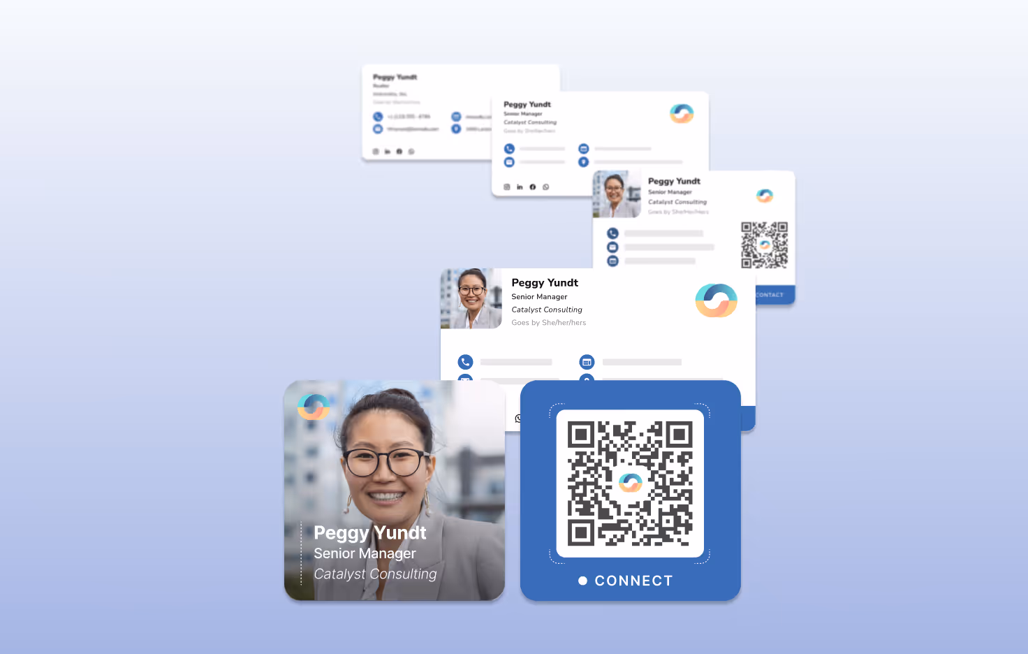 HiHello email signature showing QR code, contact info, and social links for building trust and driving engagement