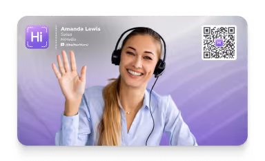 HiHello sales representative on video call waving at customer