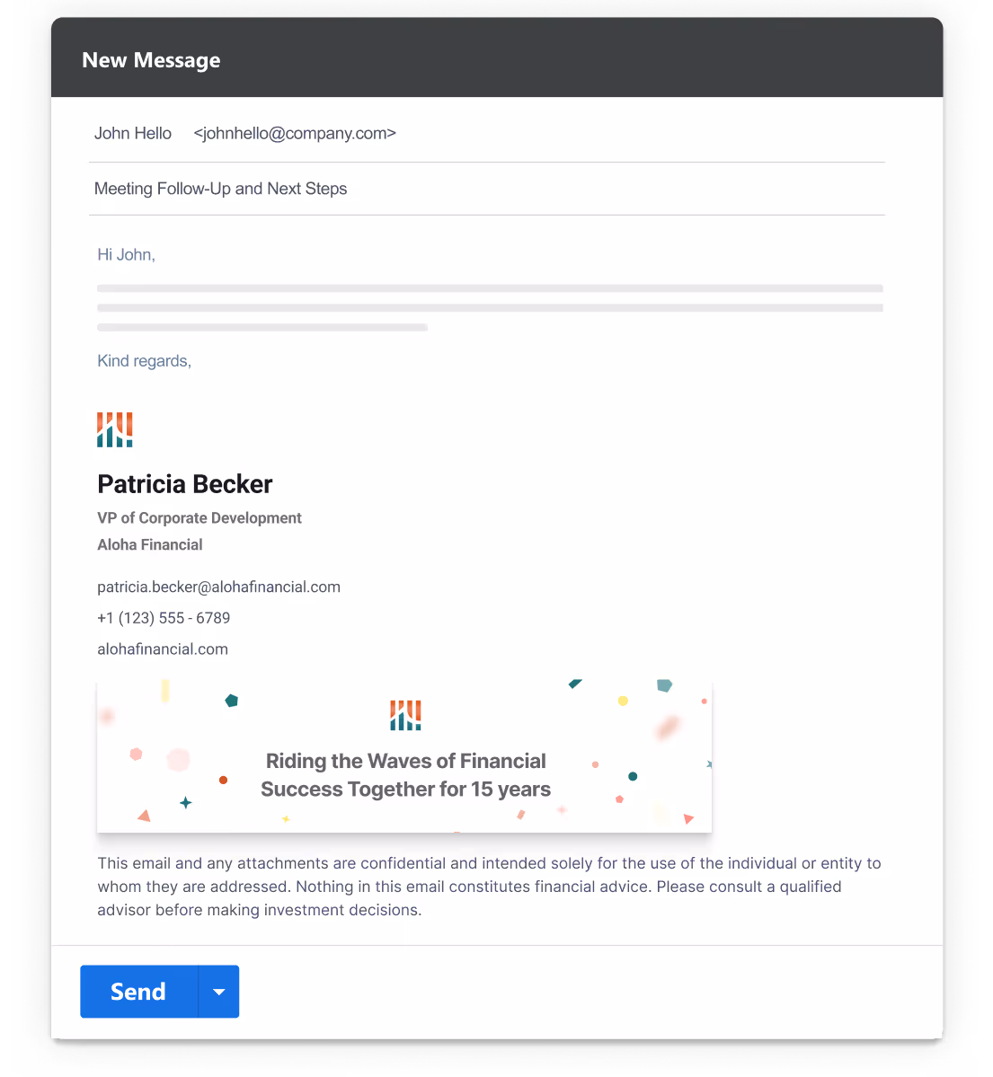 HiHello's email signature manager displays clean HTML signatures