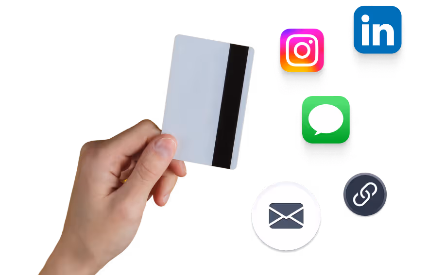 Tapping an NFC card to share to socials