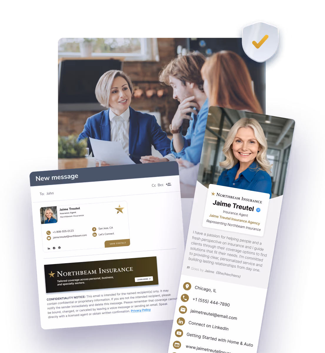 Insurance agents using HiHello digital business cards, email signatures, and lead capture.