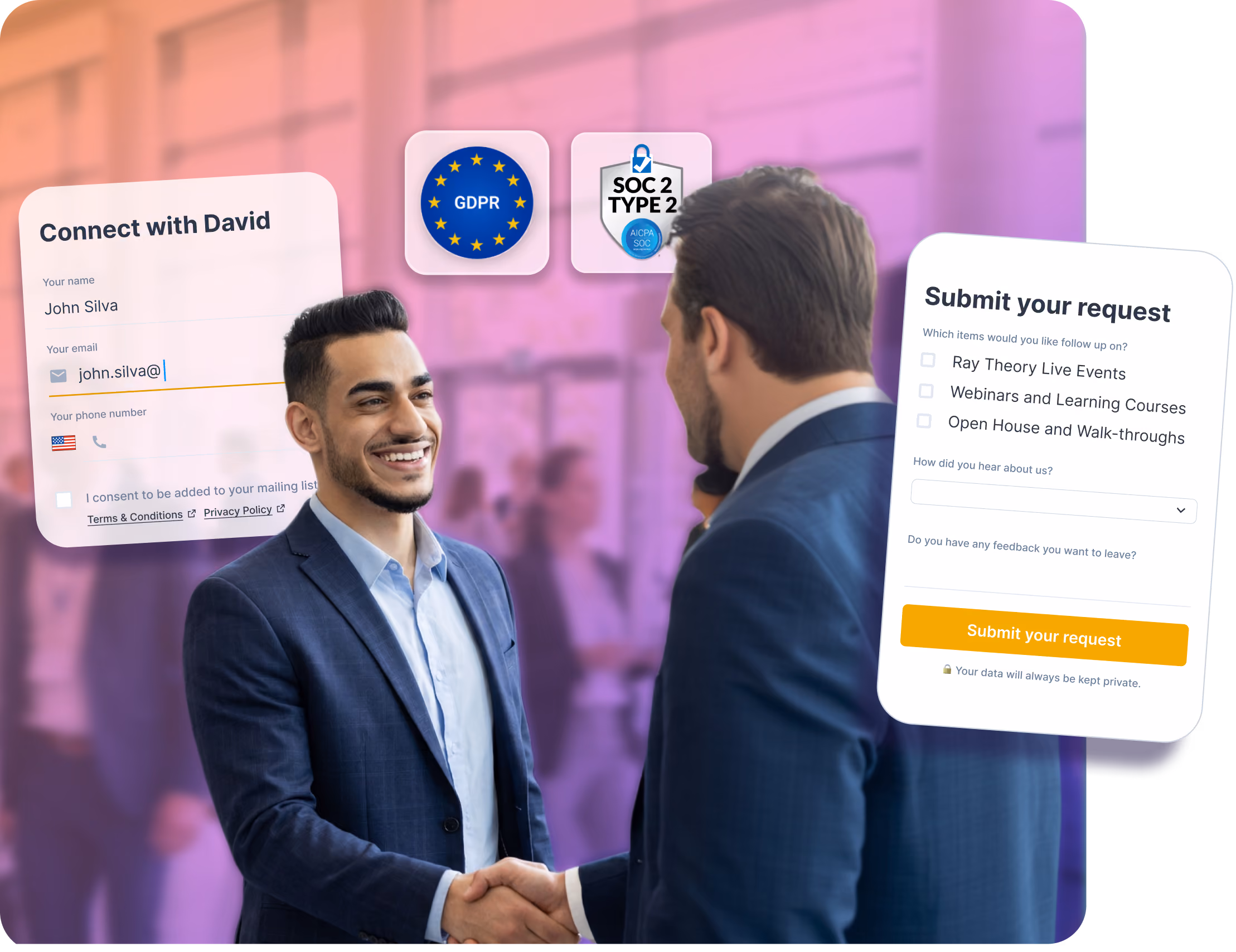 Professionals connecting with HiHello custom lead capture