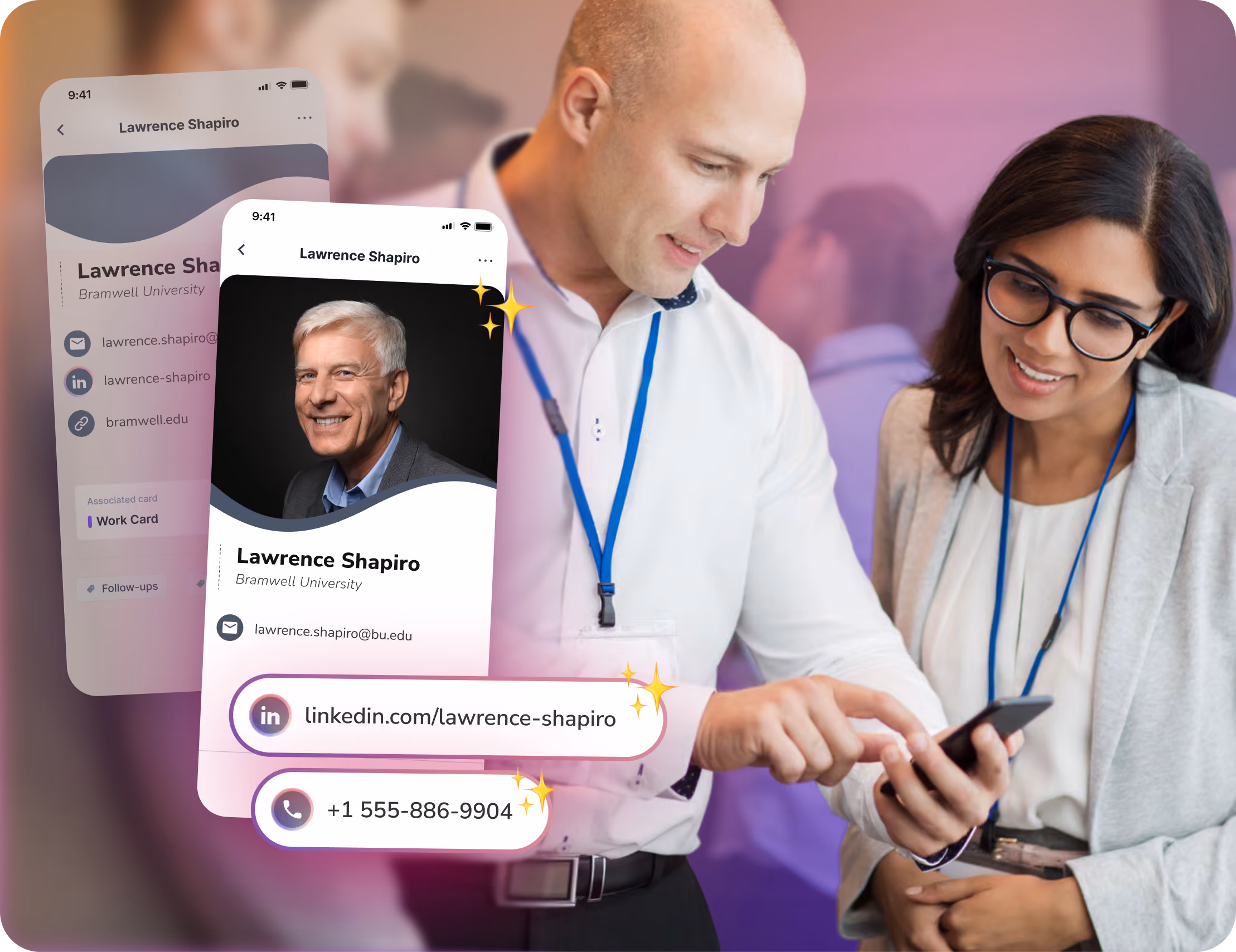 Salesman enriching contact data with HiHello enrichment