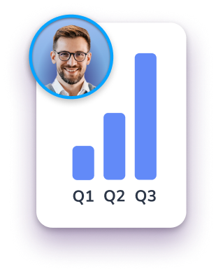 HiHello ui bar chart showing growth over each quarter