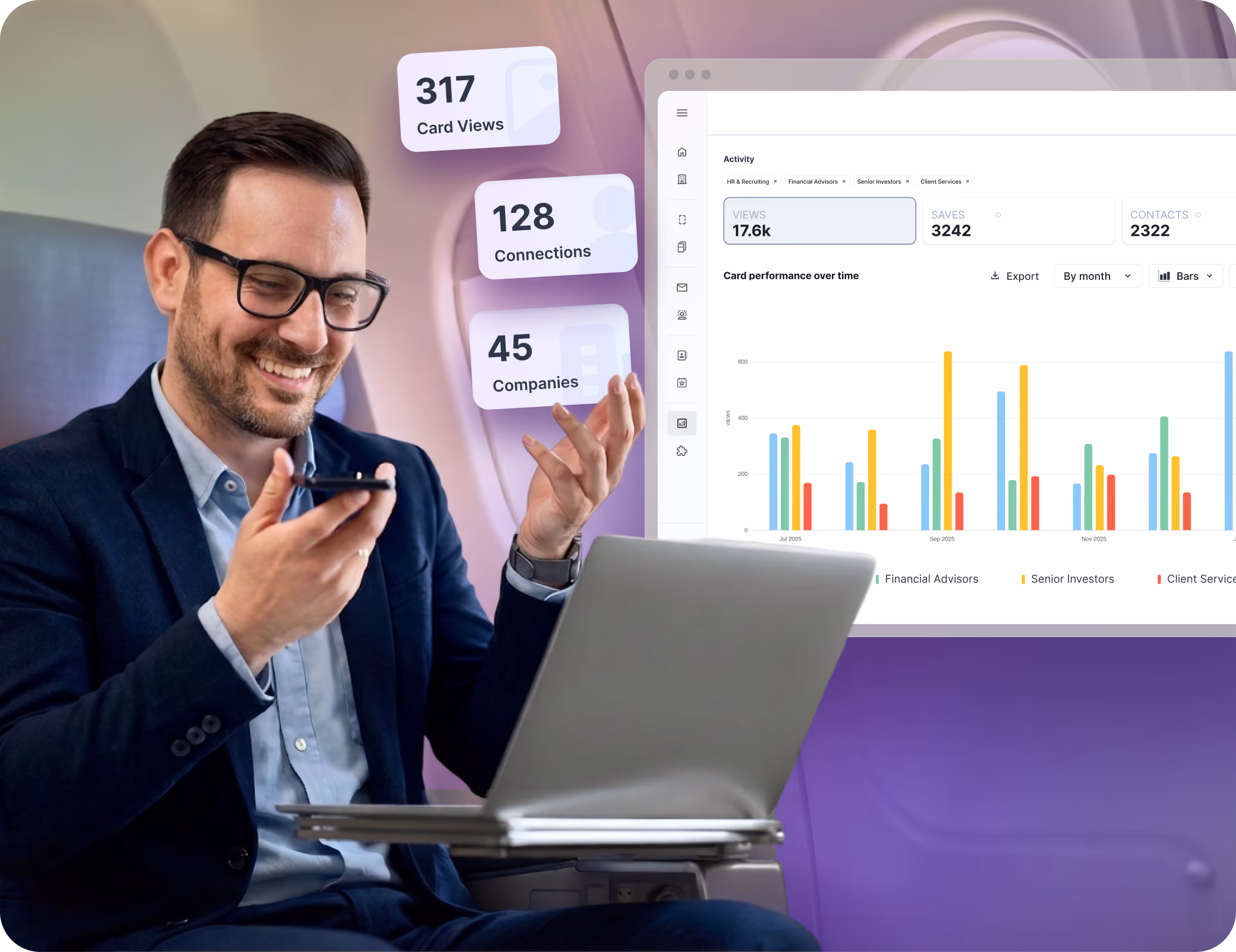 Reviewing performance analytics on HiHello