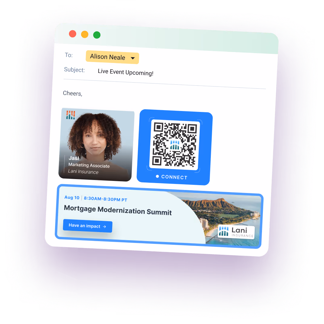 A professional HiHello email signature and campaign banner
