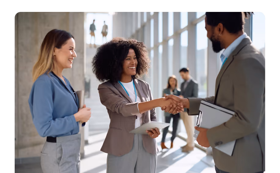 Sales professionals networking at a meeting