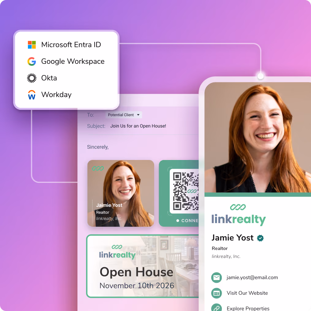 Simplify digital business card and email signature management and distribution with HRIS connections to automate deployment.