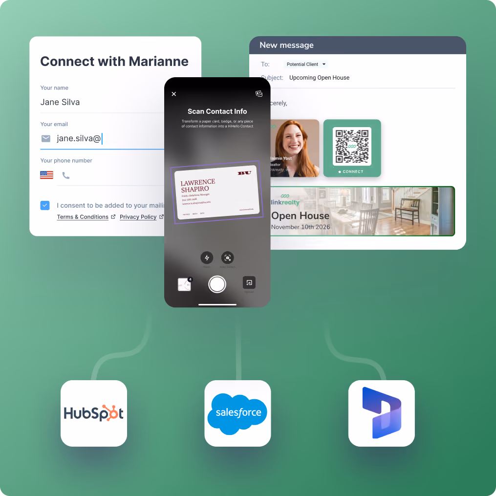 Connect HiHello with your CRM to automate lead capture. 