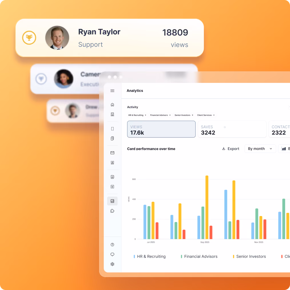 Measure what matters with HiHello analytics. Track visibility and engagement from every human touchpoint. 