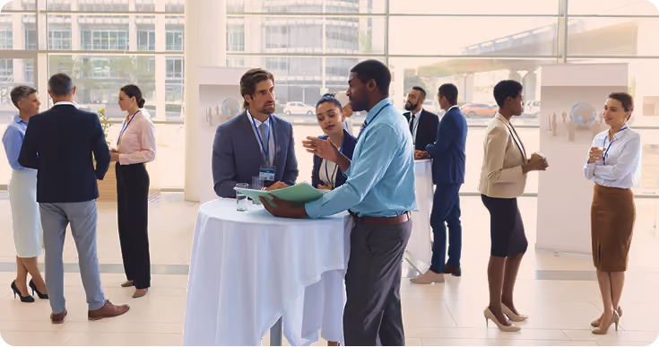 Professionals making connections in an event setting